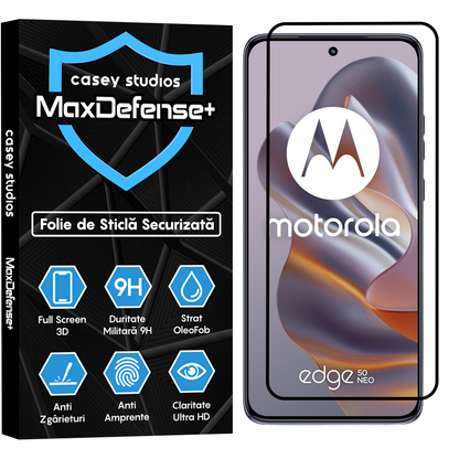 Folie Sticla MaxDefense+ - Motorola Edge 50 Neo - Negru