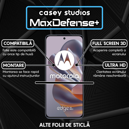 Folie Sticla MaxDefense+ - Motorola Edge 50 Neo - Negru