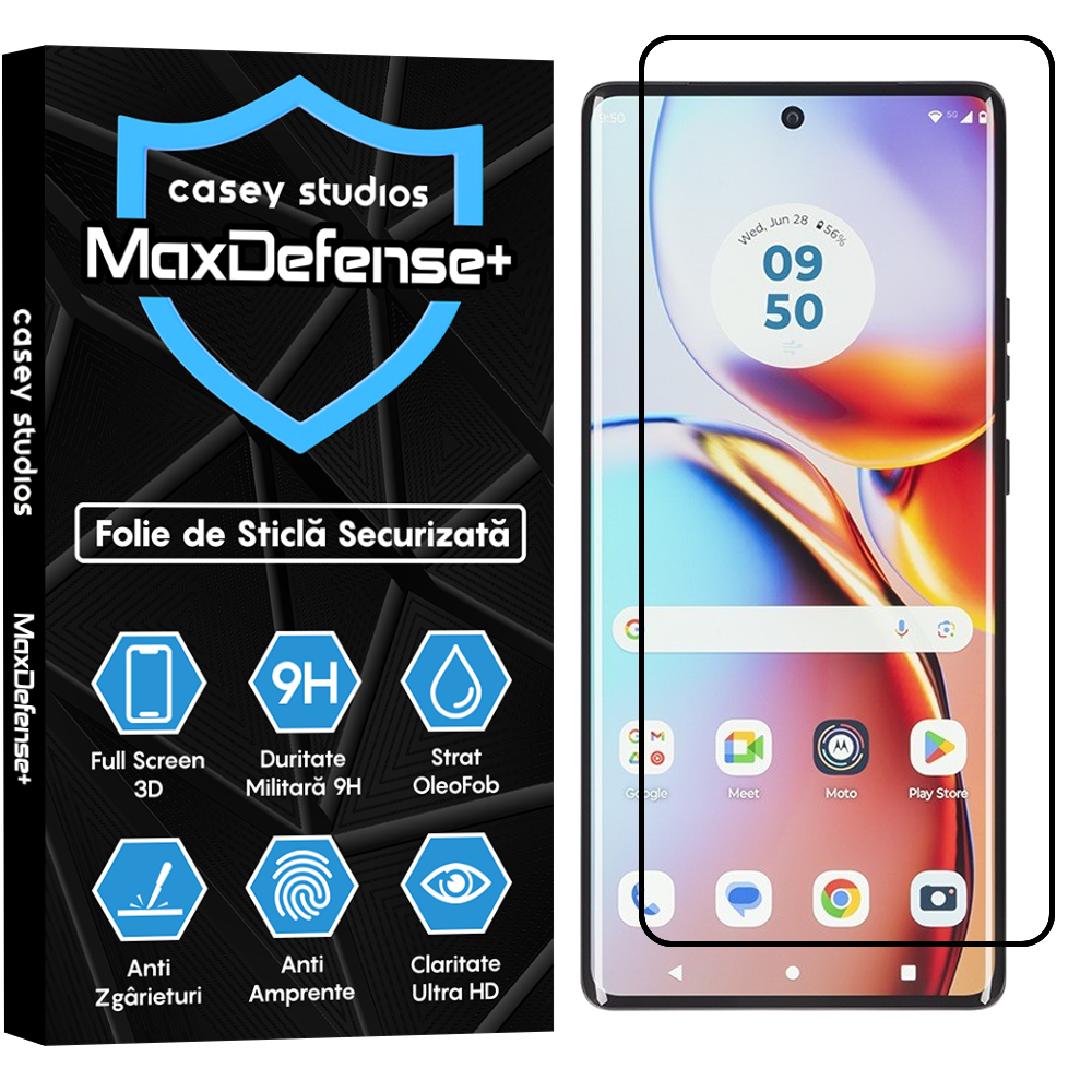 Folie Sticla MaxDefense+ - Motorola Edge Plus 2023 - Negru