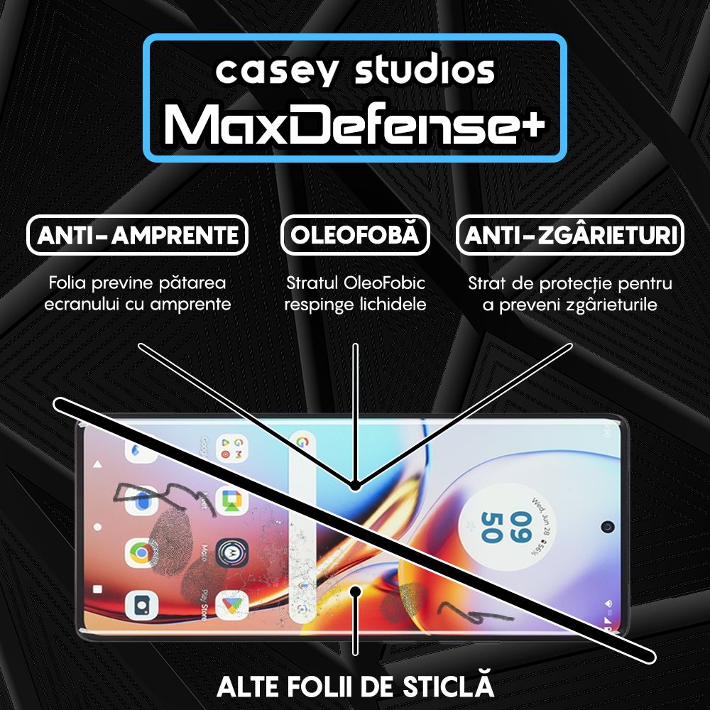 Folie Sticla MaxDefense+ - Motorola Edge Plus 2023 - Negru