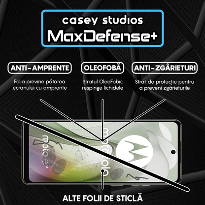 Folie Sticla MaxDefense+ - Motorola Moto E14 - Negru