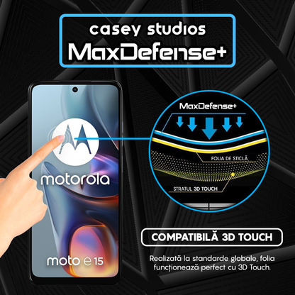Folie Sticla MaxDefense+ - Motorola Moto E15 - Negru