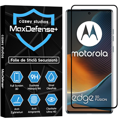 Folie Sticla MaxDefense+ - Motorola Edge 50 Fusion - Negru