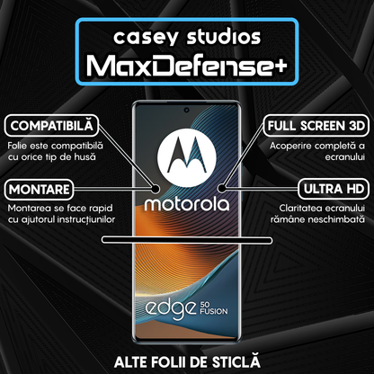 Folie Sticla MaxDefense+ - Motorola Edge 50 Fusion - Negru