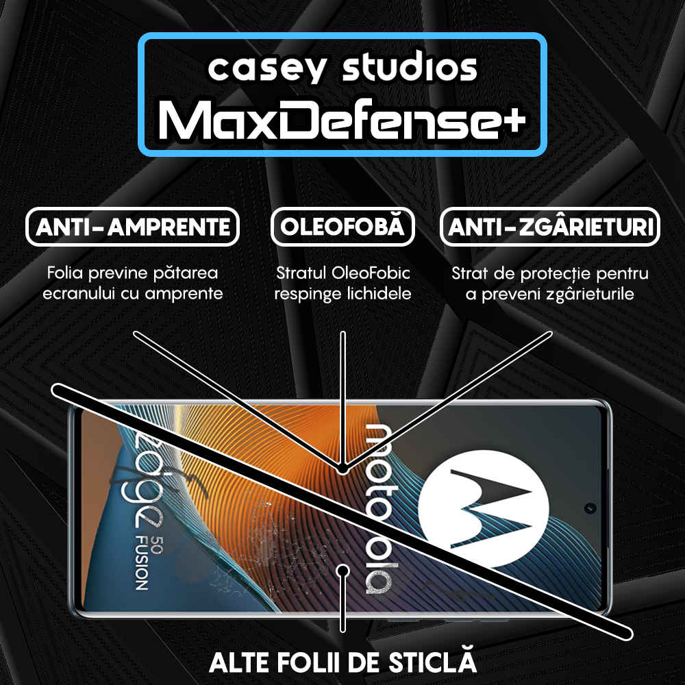 Folie Sticla MaxDefense+ - Motorola Edge 50 Fusion - Negru