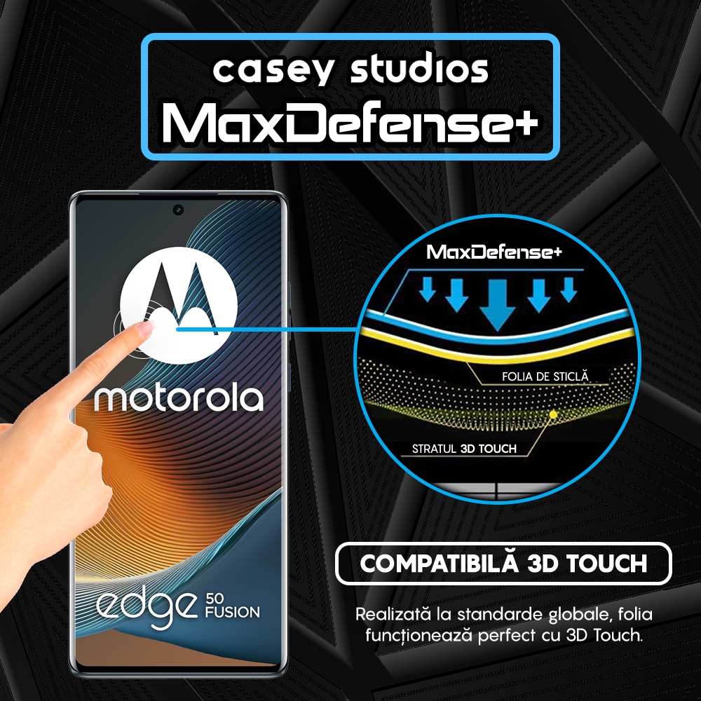 Folie Sticla MaxDefense+ - Motorola Edge 50 Fusion - Negru