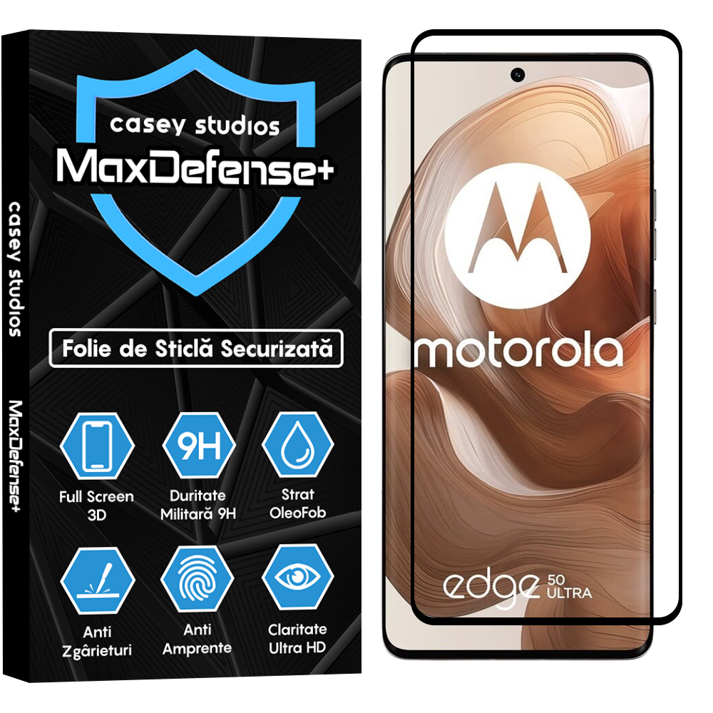 Folie Sticla MaxDefense+ - Motorola Edge 50 Ultra - Negru