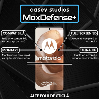 Folie Sticla MaxDefense+ - Motorola Edge 50 Ultra - Negru