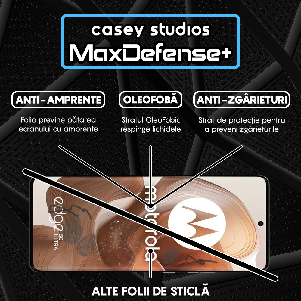 Folie Sticla MaxDefense+ - Motorola Edge 50 Ultra - Negru
