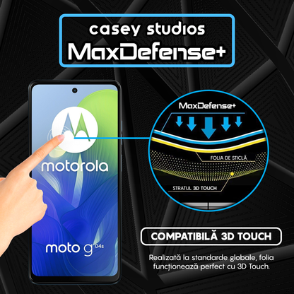 Folie Sticla MaxDefense+ - Motorola Moto G04s - Negru