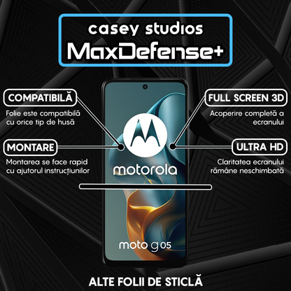 Folie Sticla MaxDefense+ - Motorola Moto G05 - Negru