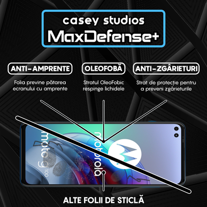 Folie Sticla MaxDefense+ - Motorola Moto G100 - Negru
