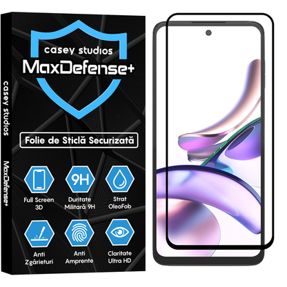 Folie Sticla MaxDefense+ - Motorola Moto G13 - Negru