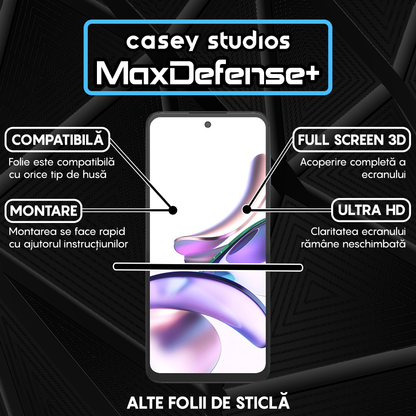 Folie Sticla MaxDefense+ - Motorola Moto G13 - Negru