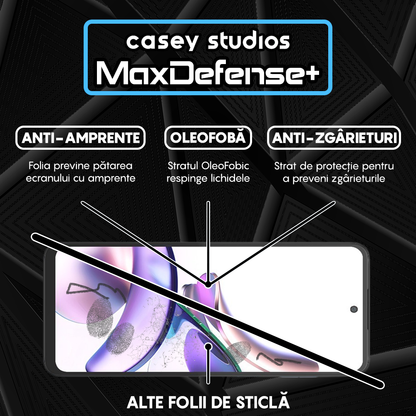 Folie Sticla MaxDefense+ - Motorola Moto G13 - Negru