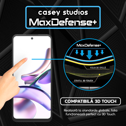 Folie Sticla MaxDefense+ - Motorola Moto G13 - Negru