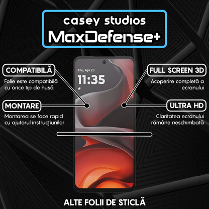 Folie Sticla MaxDefense+ - Motorola Moto G15 - Negru