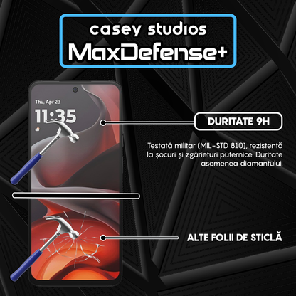 Folie Sticla MaxDefense+ - Motorola Moto G15 - Negru