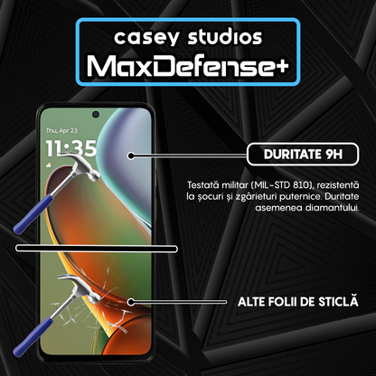 Folie Sticla MaxDefense+ - Motorola Moto G15 Power - Negru