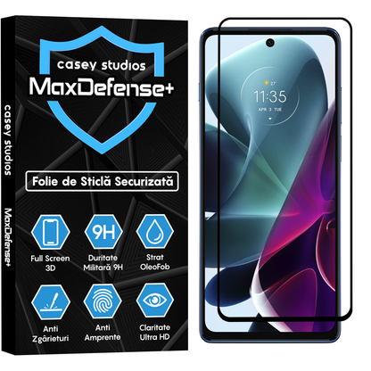 Folie Sticla MaxDefense+ - Motorola Moto G200 5G - Negru