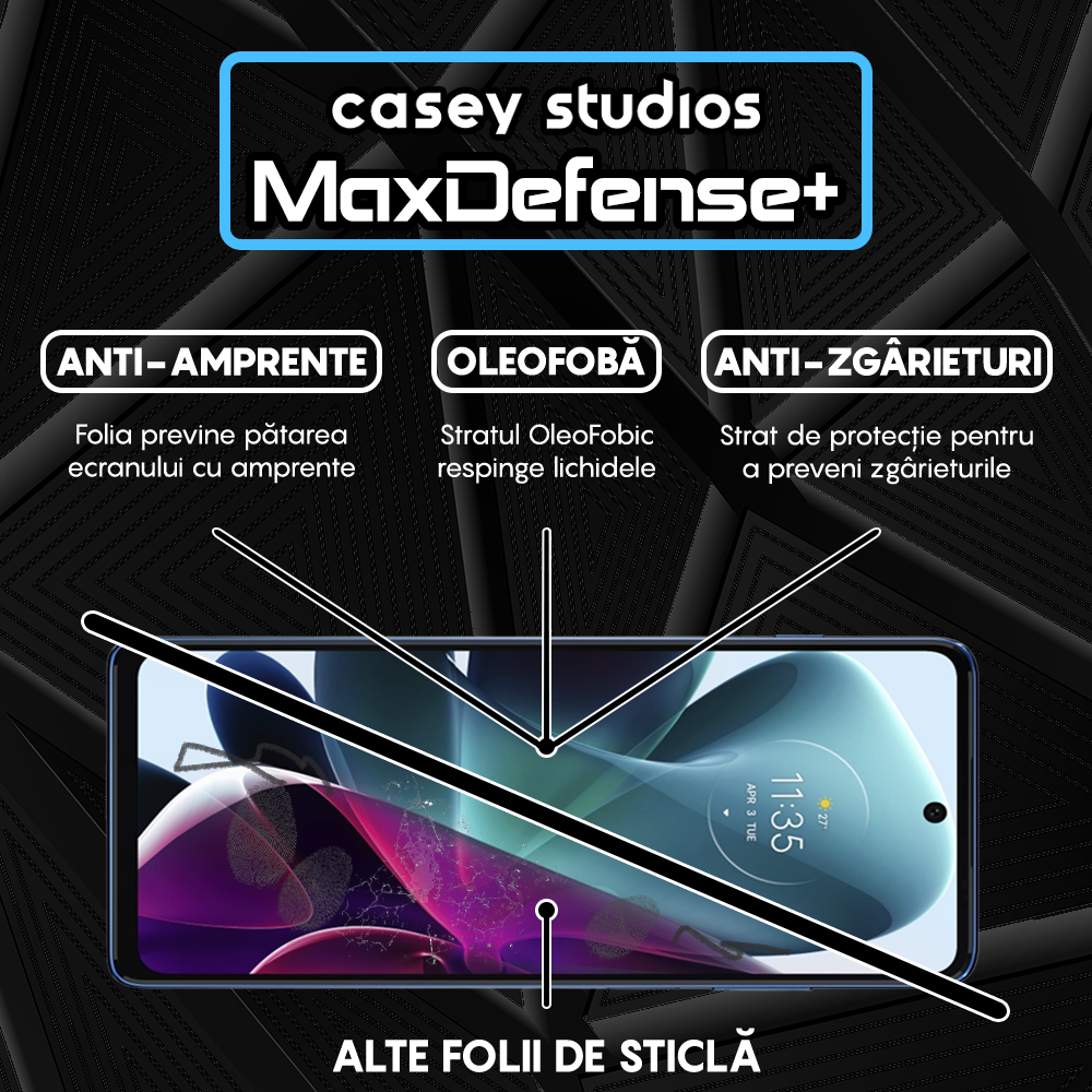 Folie Sticla MaxDefense+ - Motorola Moto G200 5G - Negru
