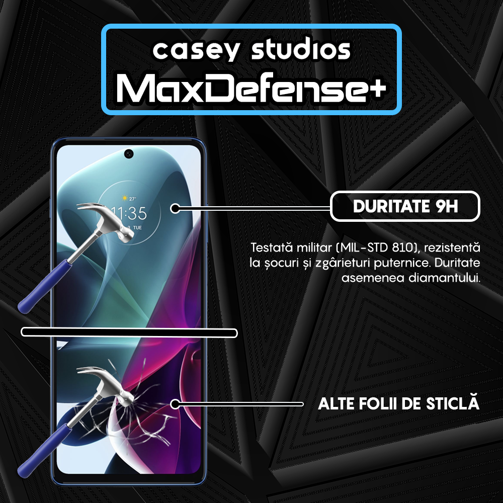 Folie Sticla MaxDefense+ - Motorola Moto G200 5G - Negru