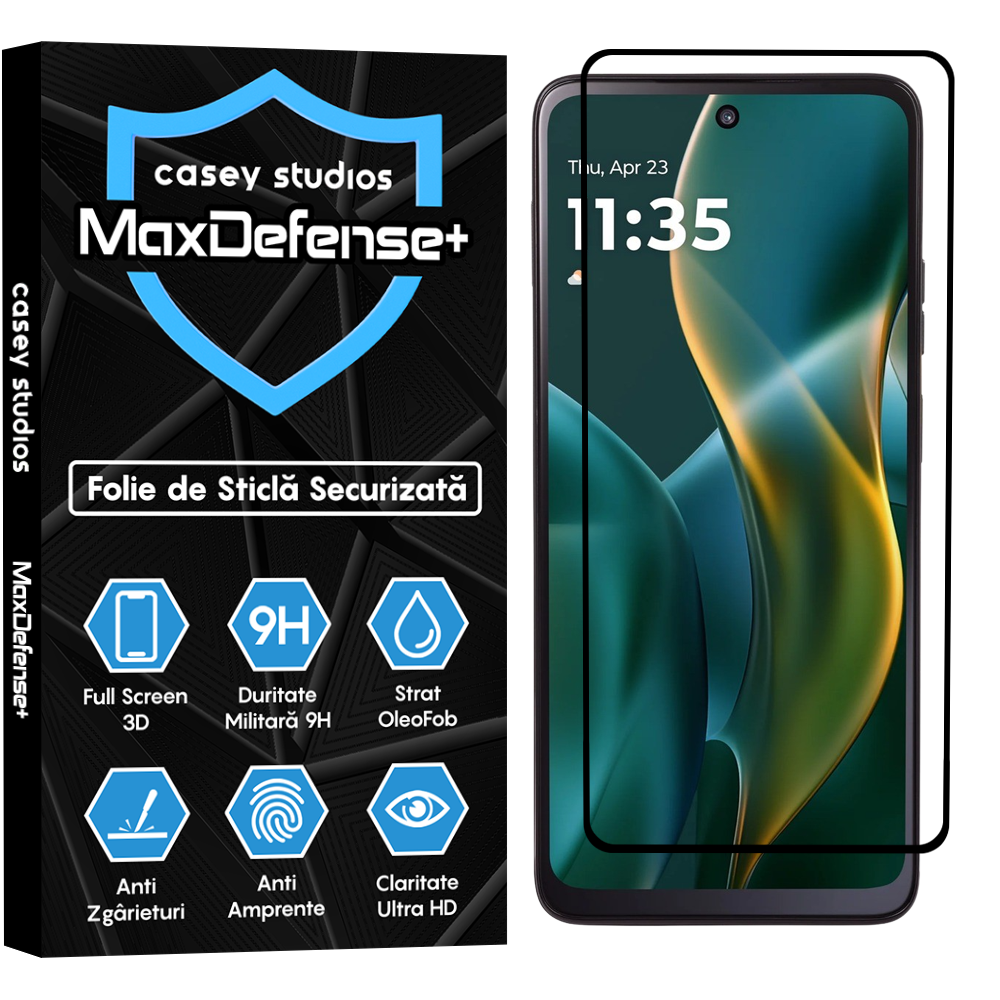 Folie Sticla MaxDefense+ - Motorola Moto G (2025) - Negru