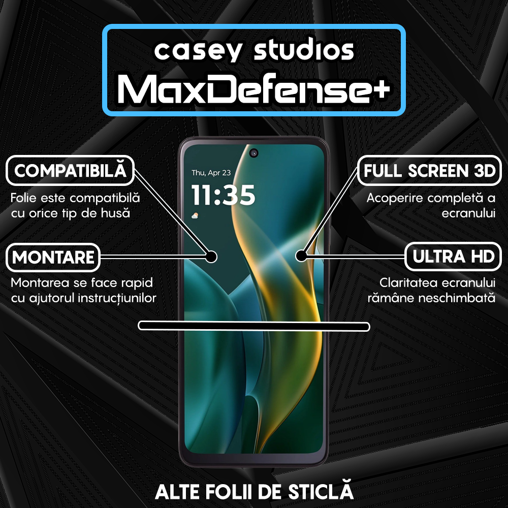 Folie Sticla MaxDefense+ - Motorola Moto G (2025) - Negru