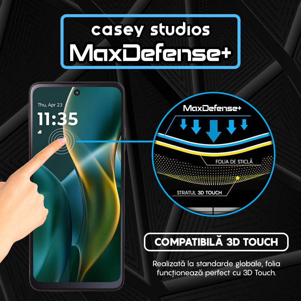 Folie Sticla MaxDefense+ - Motorola Moto G (2025) - Negru