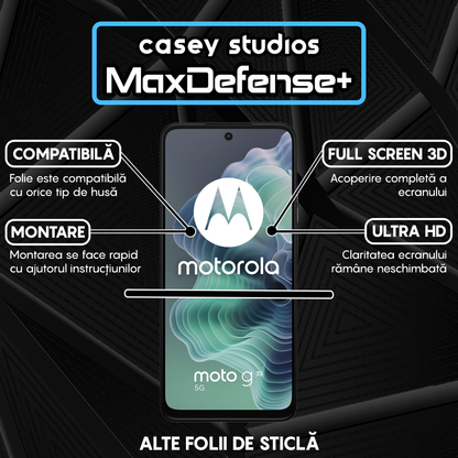 Folie Sticla MaxDefense+ - Motorola Moto G35 - Negru
