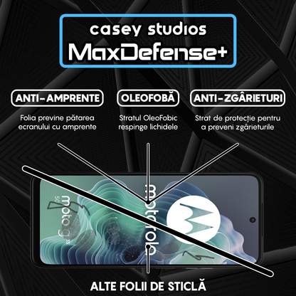 Folie Sticla MaxDefense+ - Motorola Moto G35 - Negru