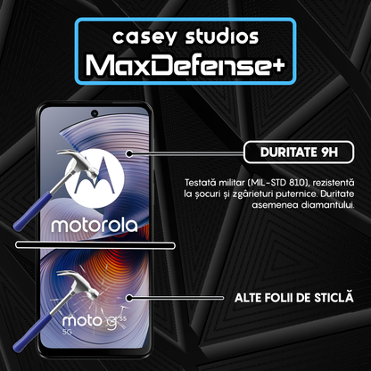 Folie Sticla MaxDefense+ - Motorola Moto G55 - Negru