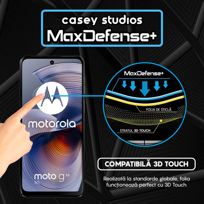 Folie Sticla MaxDefense+ - Motorola Moto G55 - Negru