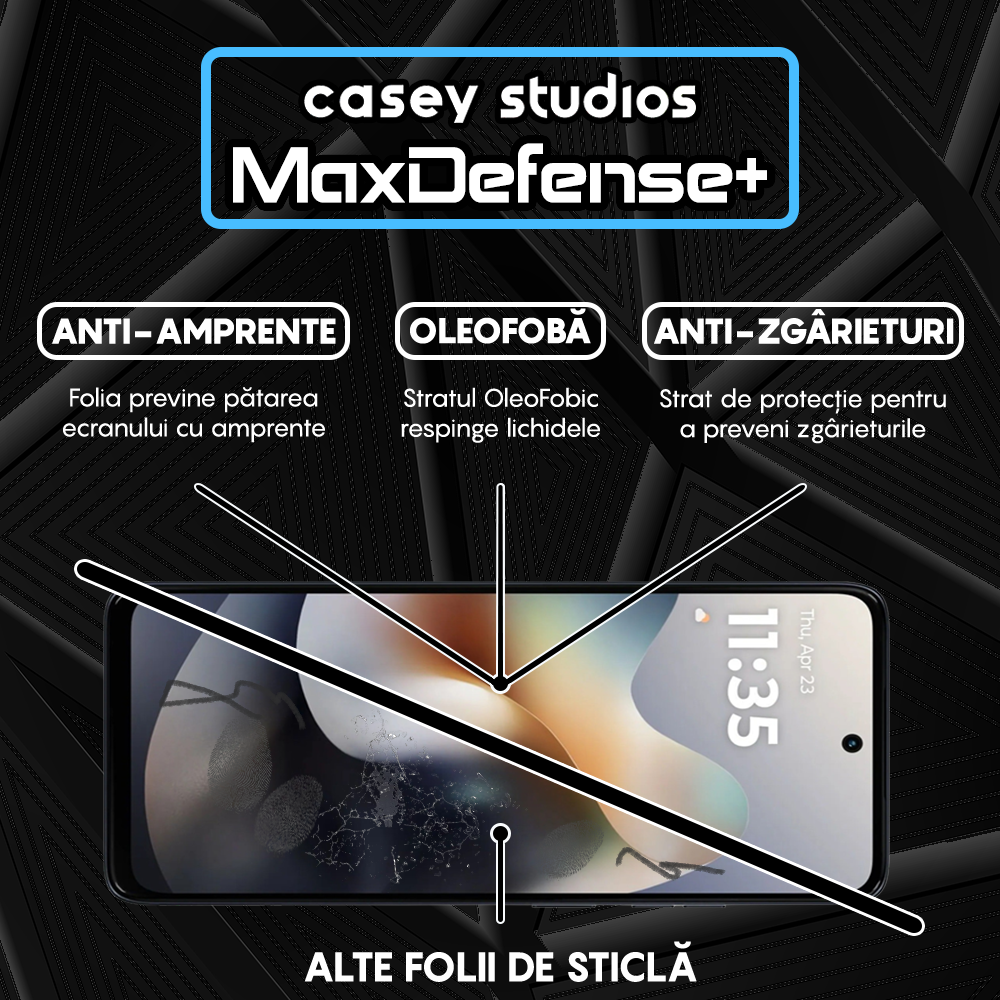 Folie Sticla MaxDefense+ - Motorola Moto G56 5G - Negru