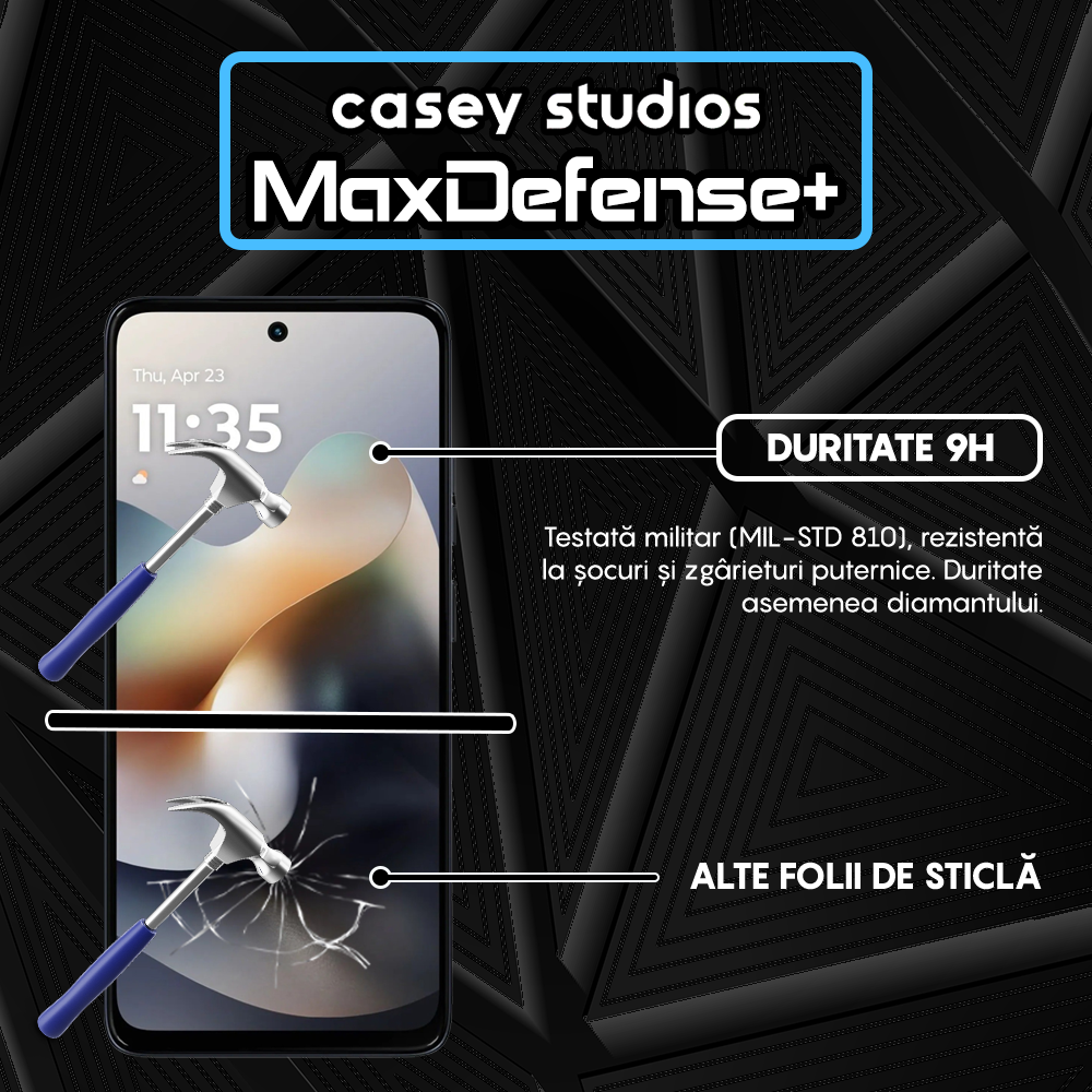 Folie Sticla MaxDefense+ - Motorola Moto G56 5G - Negru