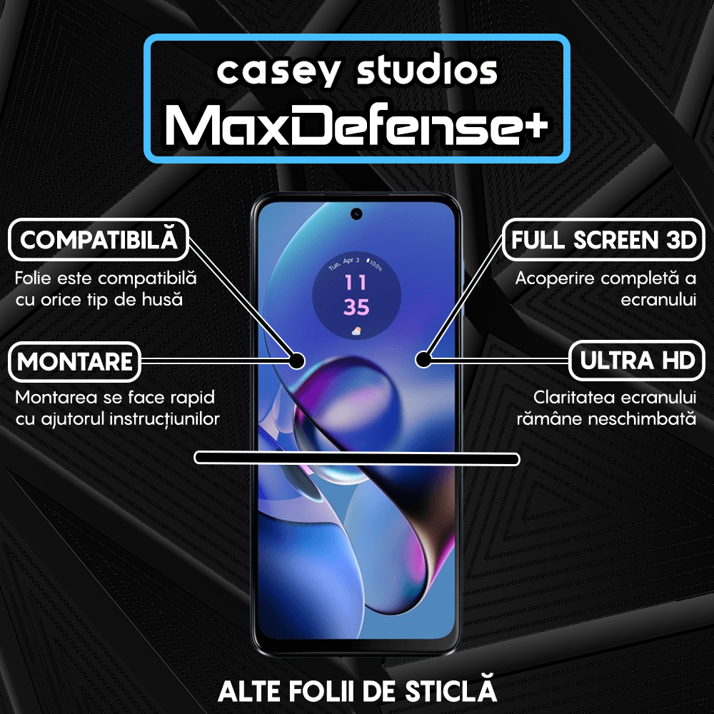 Folie Sticla MaxDefense+ - Motorola Moto G64 - Negru