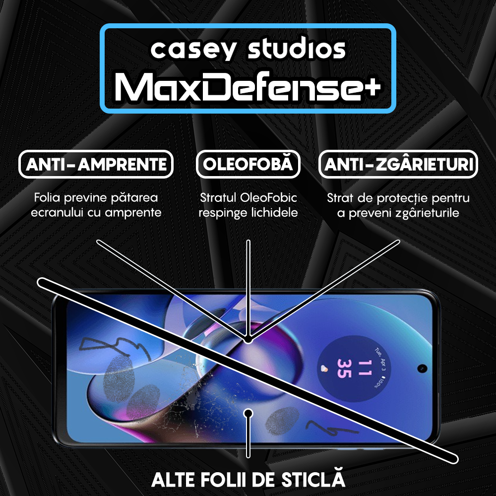 Folie Sticla MaxDefense+ - Motorola Moto G64 - Negru