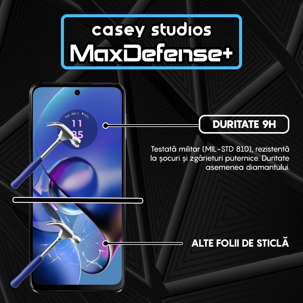 Folie Sticla MaxDefense+ - Motorola Moto G64 - Negru