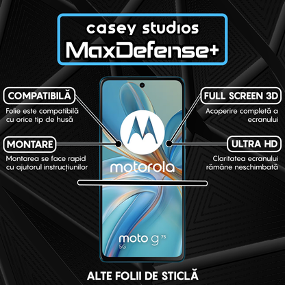 Folie Sticla MaxDefense+ - Motorola Moto G75 5G - Negru