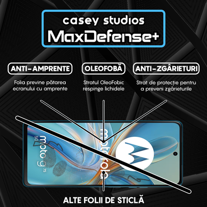 Folie Sticla MaxDefense+ - Motorola Moto G75 5G - Negru