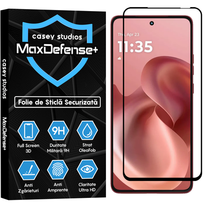 Folie Sticla MaxDefense+ - Motorola Moto G86 5G - Negru