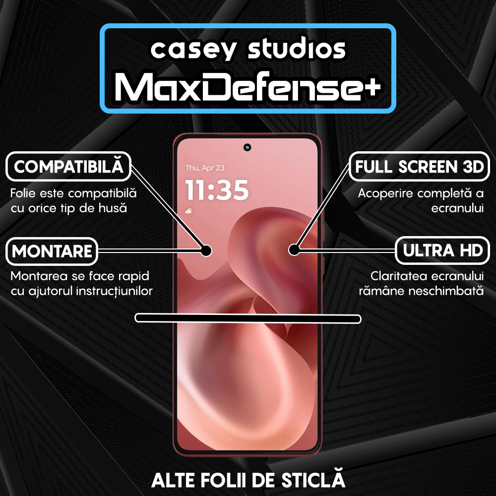 Folie Sticla MaxDefense+ - Motorola Moto G86 5G - Negru