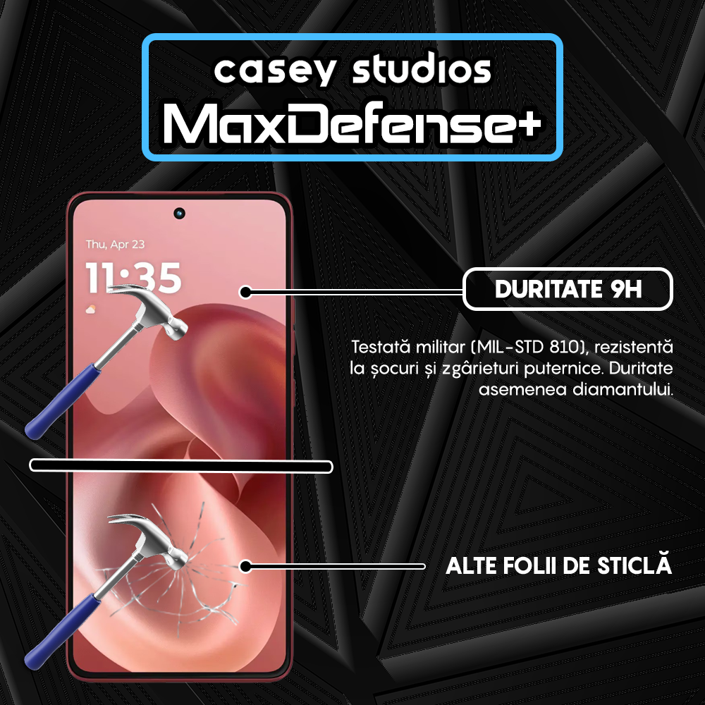 Folie Sticla MaxDefense+ - Motorola Moto G86 5G - Negru