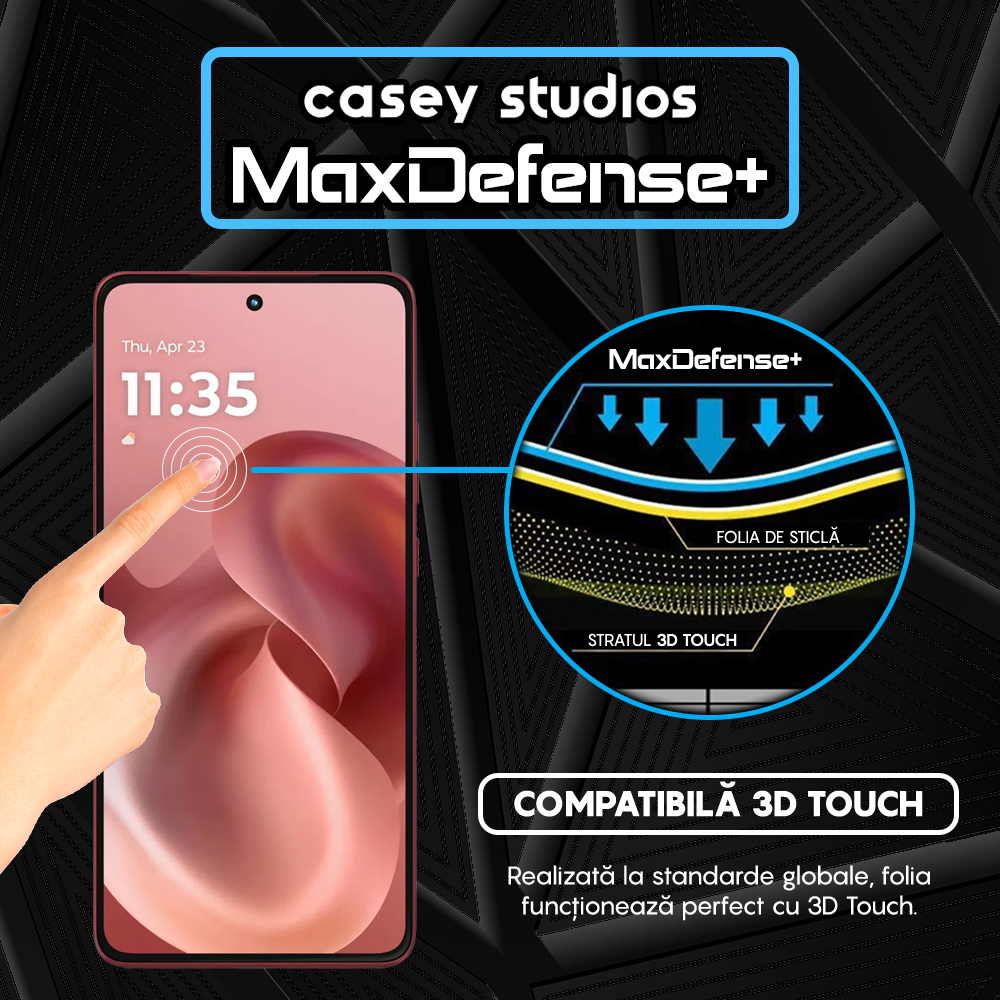 Folie Sticla MaxDefense+ - Motorola Moto G86 5G - Negru