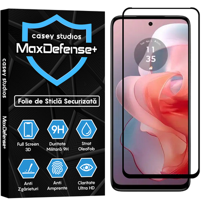 Folie Sticla MaxDefense+ - Motorola Moto G Power 2024 - Negru