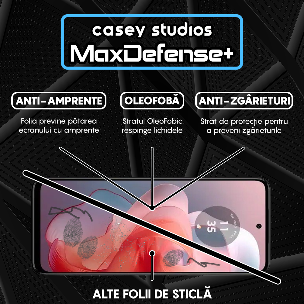 Folie Sticla MaxDefense+ - Motorola Moto G Power 2024 - Negru