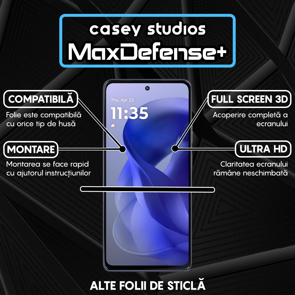 Folie Sticla MaxDefense+ - Motorola Moto G Power (2025) - Negru