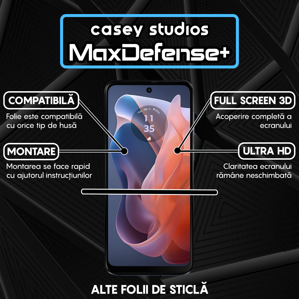 Folie Sticla MaxDefense+ - Motorola Moto G Play 2024 - Negru