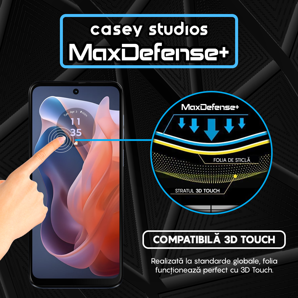 Folie Sticla MaxDefense+ - Motorola Moto G Play 2024 - Negru