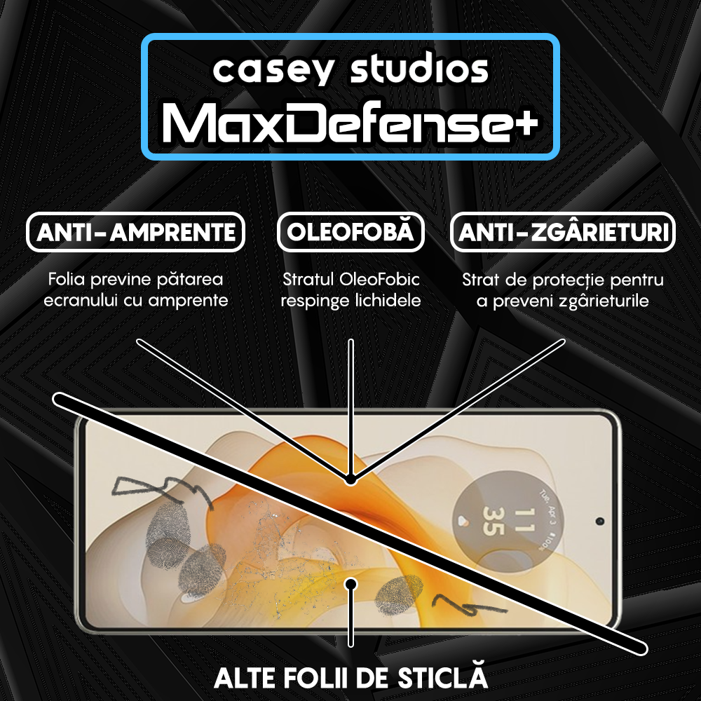 Folie Sticla MaxDefense+ - Motorola Moto G Stylus 5G 2024 - Negru